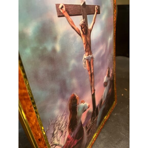 Vtg Toppan Crucifixion 3D Holographic Lenticular Lentograph Framed Wall Art - Picture 7 of 8